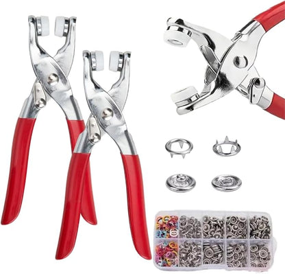 Sewing Kit with 100pcs Metal Buttons – Manual Pliers Tool Included, Sewing Kit with Metal Buttons DIY Crafts and Home Repairs Plastic Accessories (2PCS)