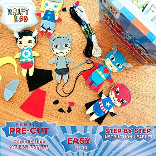Superhero Sewing Kit for Little Kids - 5 Easy Felt Beginner Projects - Image 2