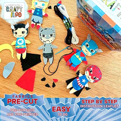 Superhero Sewing Kit for Little Kids - 5 Easy Felt Beginner Projects - Image 2