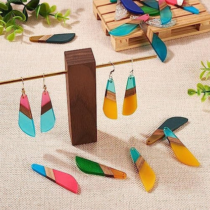 FASHEWELRY 20Pcs Wood Resin Charms Knife Shape Gothic Charms Halloween Wooden Earring Blanks Bohemian Wooden Earring Pieces for Jewelry Making - Image 3