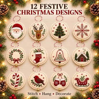 Christmas Embroidery Kit, 12PCS DIY Ornament Set for Beginners - Image 6