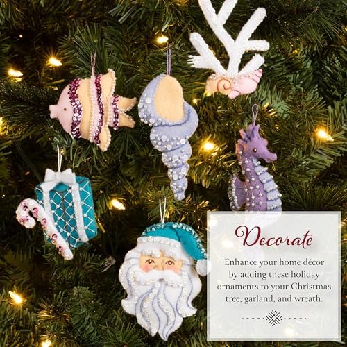 Bucilla Felt Applique 6 Piece Ornament Making Kit, Santa's Sea Life, Perfect for DIY Arts and Crafts Projects - Image 4