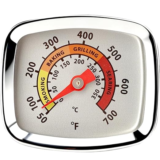Mini Custom Grill Thermometer BBQ Thermometer for Grill Smoker Temperature Gauge for Meat Cooking Port Lamb Beef, Small Stainless Steel Temp Gauge, White CloudHand