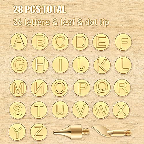 Honoson 28 Pcs Wood Burning Letter Tips Alphabet Stamps Tool Kit - Image 4