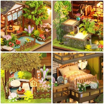 Dollhouse Kit, DIY Miniature House Kit w/LED for Adult, Courtyard - Image 3
