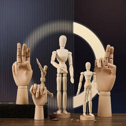 SEEK RARE 12.4 Inch Artists Wooden Manikin Flexible Body Joints Human Figure Puppet Model Wood Male Mannequin Ornament Stand for Home Office Desk Decor Sketching Drawing Painting