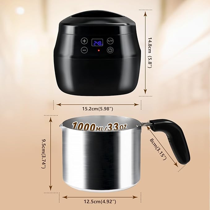 TCFUNDY Candle Wax Melter Making Pot, 1L Electric Candle Maker 200W, with Digital Temperature Display, with Aluminum Pour Pot