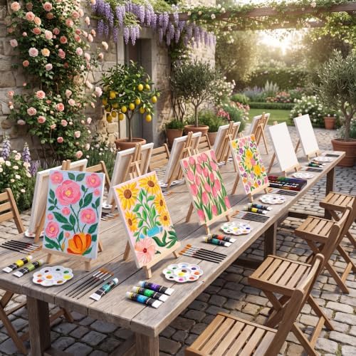 Cholemy 36 Pcs Paint and Sip Kit Gift for Adults 8''x10'',Fresh Flowers - Image 5