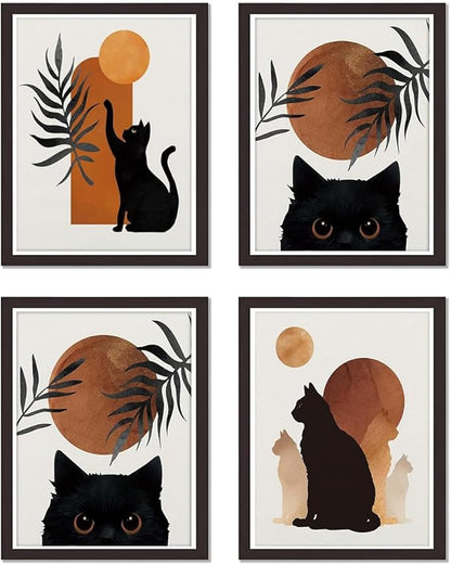 4 Pack Black Cat Stamped Cross Stitch Kits - Embroidery Kits for Beginners Adults,11 CT Patterns Dimensions Counted Cross Stitch Kits Arts Craft Kits 12x16inch