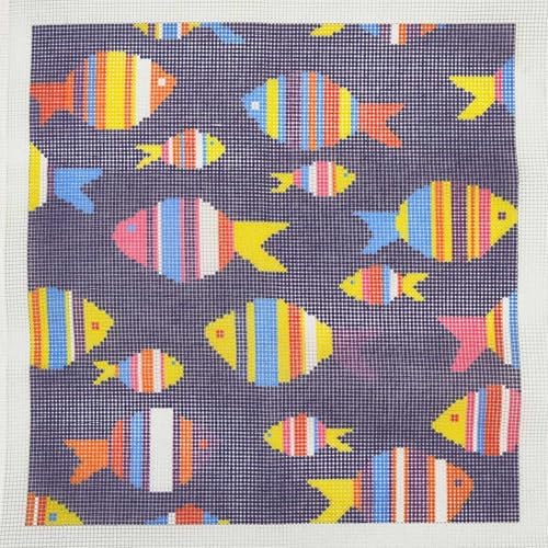 Howie's Needlepoint Needlepoint Kits for Adults, Pillow Front Cross Stitch Kit with Embroidery Pattern on Canvas, Yarn, 2 Needles and Instruction, 16 x 16inch(Colorful Fish) - Image 3