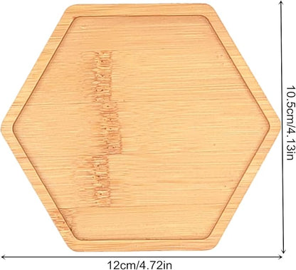 4PCS Mosaic Bamboo Coasters for Crafts, Blank Base Trays, Drinking Cup Coaster, Plant Coaster, Art Plate,DIY Mosaic Supplies (Hexagon)