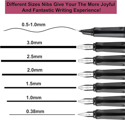 TIANREN Calligraphy Pen set,Fountain Pens with 8 Different Replaceable Nibs with 60 Ink Cartridges(12 Colors),Calligraphy set for Beginner Writing Drawing.