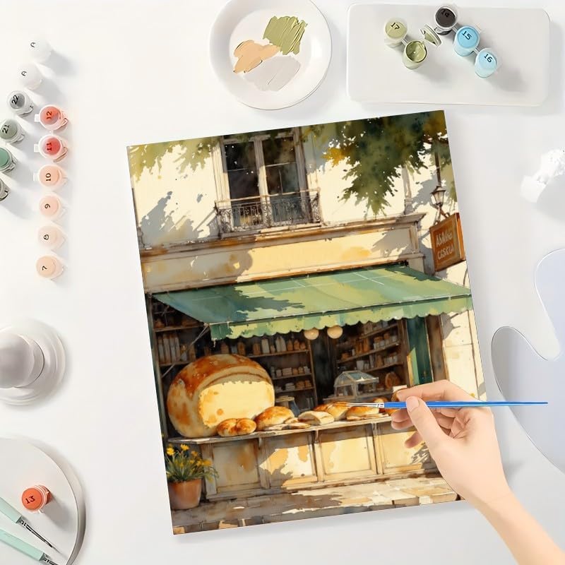 TAOPAOLAB Bakery Paint by Numbers Kit for Adults - DIY Bread Shopfront Painting on Canvas 16×20 Inches, Acrylic Paint Set, Suitable for Beginners, Art for Home Decoration or Gifts - Image 3