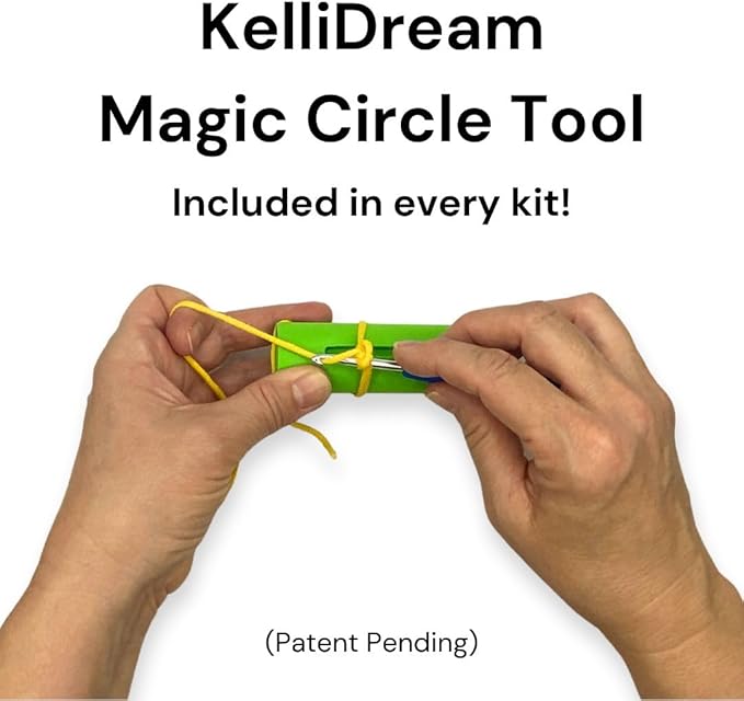 KelliDream Magic Circle Tool Inclusive Learn to Crochet Kit for Beginners; Step-by-Step Video Tutorials; All Supplies to Make Cute Amigurumi (Sunny Creatures)
