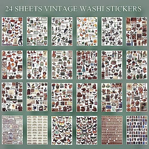 Vintage Scrapbooking Sticker Book for Adults - 800+ Washi Journaling Stickers Ephemera Book for Junk Journal Supplies DIY Crafts Arts Decorative 24 Sheets - Image 2