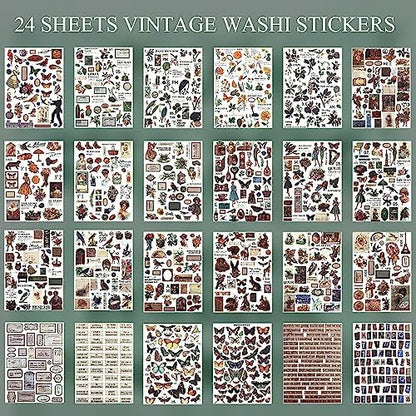 Vintage Scrapbooking Sticker Book for Adults - 800+ Washi Journaling Stickers Ephemera Book for Junk Journal Supplies DIY Crafts Arts Decorative 24 Sheets - Image 2