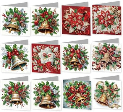 12Pack Flower Diamond Painting Greeting Card Kits DIY 5D Diamond Art with Envelopes & Rhinestones,Christmas Creative Birthday Gifts for Adults, Family, Friends (Christmas Bells) by Unknown