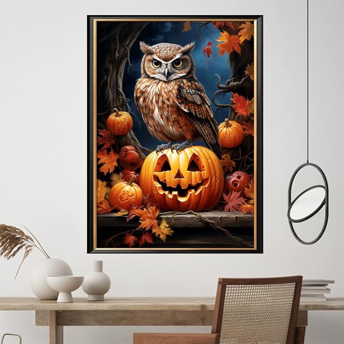 Leczany Cross Stitch Stamped Kit for Adults - Owl | DIY Embroidery Starter Patterns Craft Kit Needlepoint for Beginner | 11CT, 3 Strands | 13.8x17.2 inches
