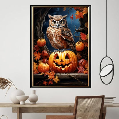 Leczany Cross Stitch Stamped Kit for Adults - Owl | DIY Embroidery Starter Patterns Craft Kit Needlepoint for Beginner | 11CT, 3 Strands | 13.8x17.2 inches