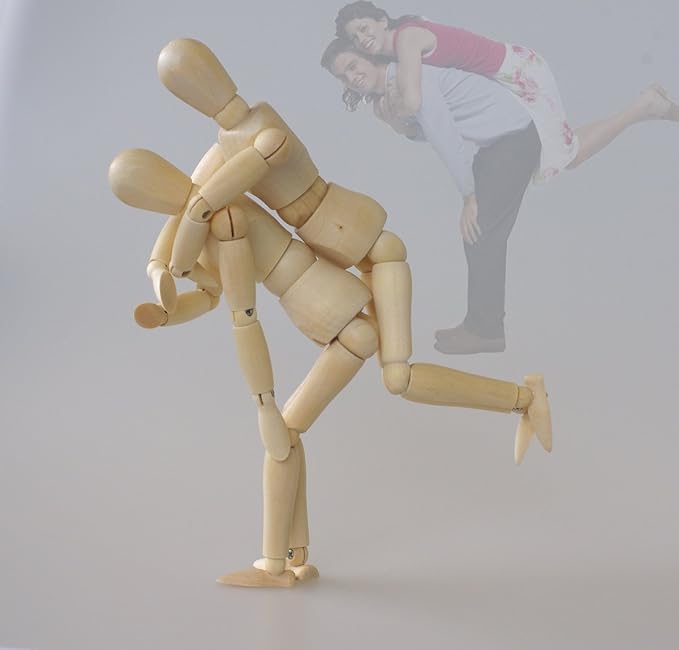 ZXZCTTC 2Pack 12 Inches Tall Wooden Mannequins of Men and Women Artist Mannequins with Stand Ornaments - Great for Painting or Tabletop Decoration