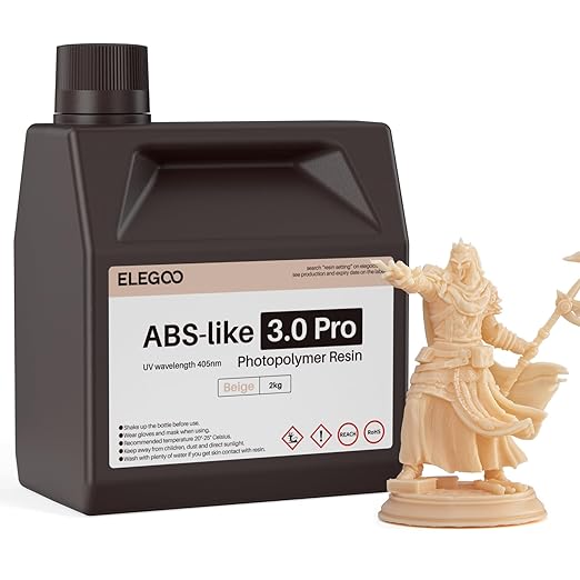 ELEGOO ABS-Like Resin 3.0 Pro, Higher Scratch-Resistance 3D Printing Photopolymer Resin, 405nm UV Resin for MSLA/DLP/LCD Printers Fast Curing High Precision Non-Brittle, Beige 2000g
