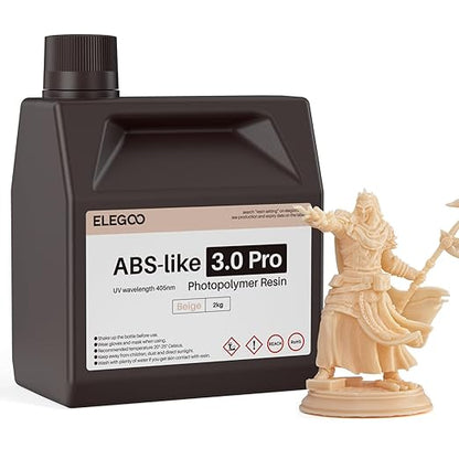 ELEGOO ABS-Like Resin 3.0 Pro, Higher Scratch-Resistance 3D Printing Photopolymer Resin, 405nm UV Resin for MSLA/DLP/LCD Printers Fast Curing High Precision Non-Brittle, Beige 2000g