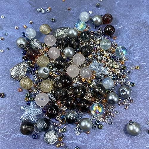 Assorted Glass Resin Beads Multi Size Colors Smooth Cracked Gravel Millet Spacer Beads for Bracelets Necklace Earring DIY Jewelry Making Craft(Smoke Gray Series) - Image 5