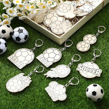 RattanView 24 Pcs Soccer Craft Color Your Own Keychains Diy Craft - Image 2