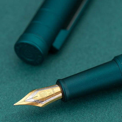 Asvine Dark Green Forest Fountain Pen Extra Fine Nib Classic Design with Converter and Metal Pen Case Set