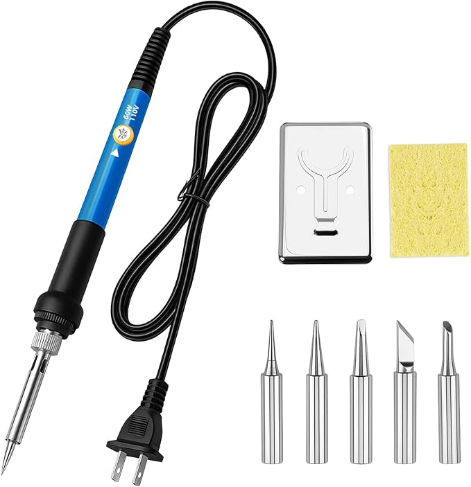 Aphohome Wood Burning Kit, 6 - Temp Adjustable Soldering Welding Iron Kit with 5 Tips & Sponge, for Pyrography Art & DIY Wood Crafts