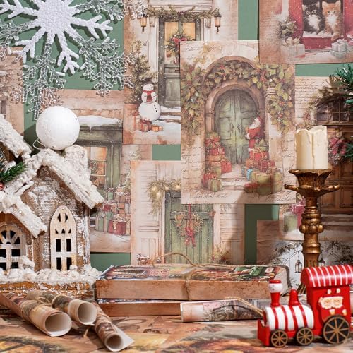 icceemee 160 sheets of Christmas scrapbook paper, Christmas theme journaling scrapbook supplies craft collage paper set, junk journal bullet journal poster room decor for card making decorative gifts - Image 2