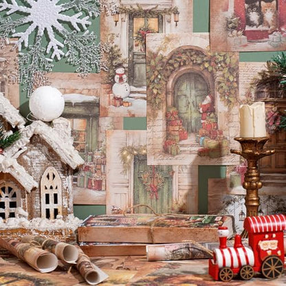 icceemee 160 sheets of Christmas scrapbook paper, Christmas theme journaling scrapbook supplies craft collage paper set, junk journal bullet journal poster room decor for card making decorative gifts - Image 2