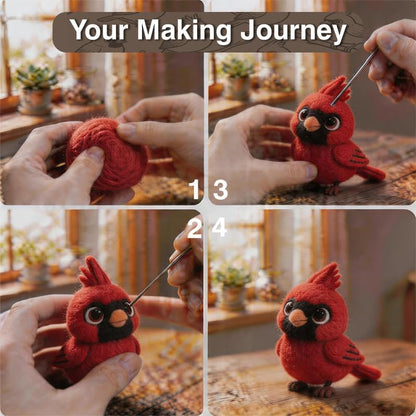 DIY Needle Felting Kit Cute Red Cardinal Bird on Branch – Needle Felting Starter Kit with Fiber Roving, Needles, Felting Pad & Instructions | Felted Bird Kit for Beginners Adults | DIY Craft Gift - Image 4