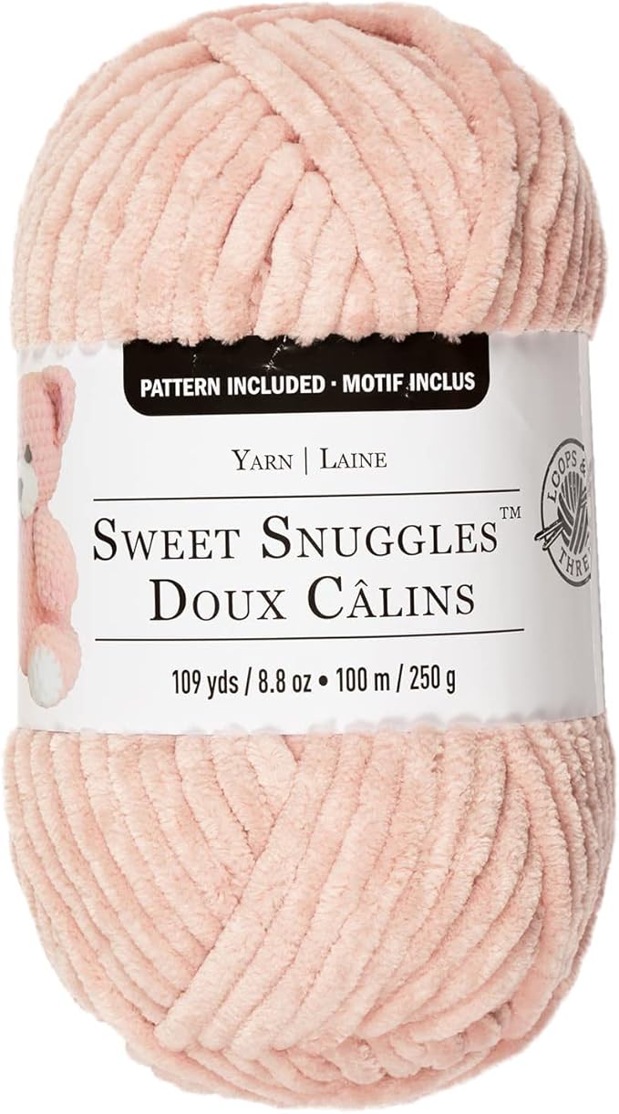 Loops & Threads Sweet Snuggles Yarn - Solid Yarn for Knitting, Crochet, Weaving, Arts & Crafts - Blush, Bulk 18 Pack