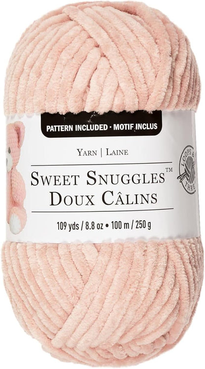 Loops & Threads Sweet Snuggles Yarn - Solid Yarn for Knitting, Crochet, Weaving, Arts & Crafts - Blush, Bulk 18 Pack