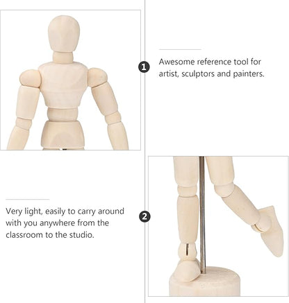 VICASKY Wooden Mannequin Drawing Dolls 12pcs Artists Jointed Figure Model 4. 5 Inches Artist with Stand for Or Desktop Decor