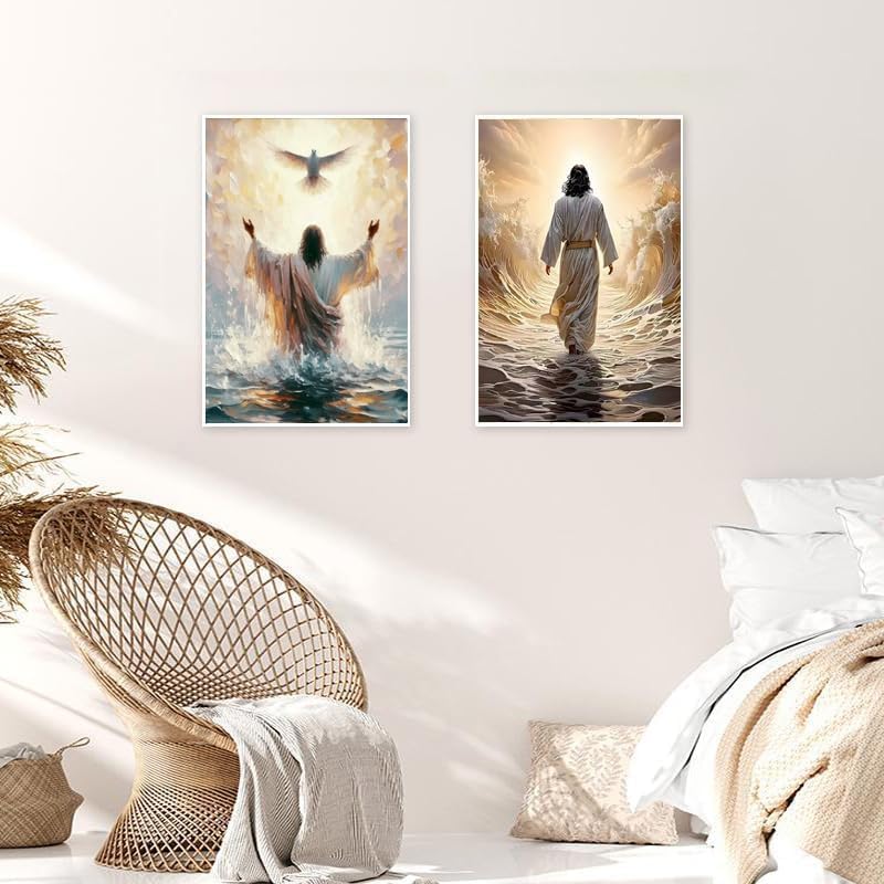 KYOQFVN 2 Pack Jesus Paint by Numbers Kit for Adults with Frame - Jesus Paint by Number Kits on Canvas with Wooden Easel, DIY Acrylic Oil Painting for Home Wall Decor8x12inch - Image 5