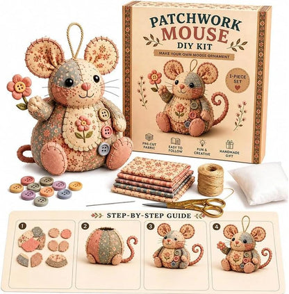 WEERSHUN Handcrafted Vintage Mouse Plush Sewing Kit, Handmade Craft Set, Cute Stuffed Mouse Ornament for Beginners Holiday & Birthday Gift, Fun Felt Craft, Helps Develop Fine Motor Skills (#A) by WEERSHUN