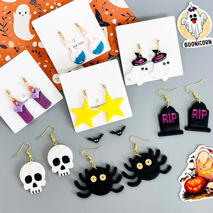 Xaekicr Halloween Polymer Clay Cutters Set – 8Pcs Clay Earring Cutters for Polymer Clay Jewelry, Ghost Bat Skull Pumpkin Shapes Clay Tools and Molds for DIY Crafts