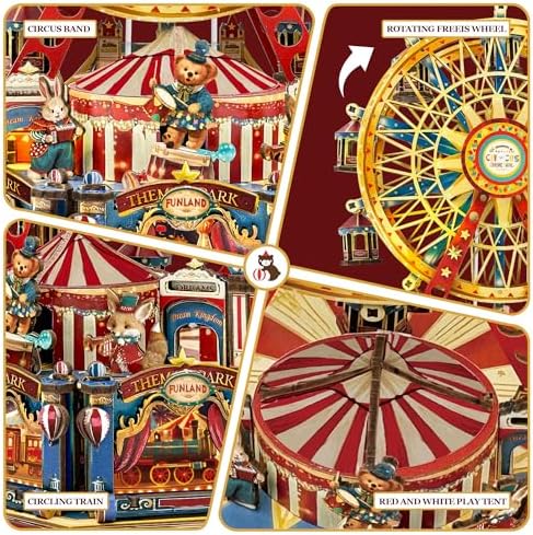 3D Wooden Puzzle Ferris Wheel DIY Miniature House Kit Music Box - Image 5