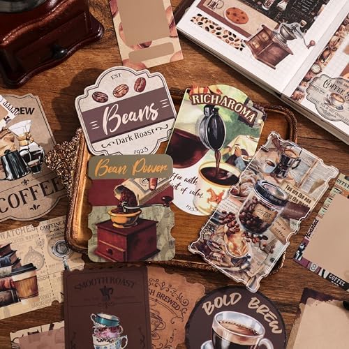 emmoolife Scrapbooking Supplies Kit, Coffee Vintage Aesthetic Scrapbook Kit for Bullet Junk Journal, DIY Journaling Supplies with Coffee Bean Cup, Latte Art, Birthday Craft Gift for Teen Girl Women - Image 7