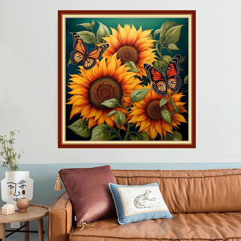 Joyhoor Stamped Cross Stitch Kits for Beginners, Needlepoint Kits for Adults, 11CT Counted Embroidery Kits-Magic Sunflower 18x18 inchs - Image 2