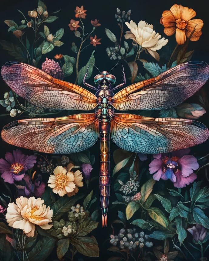 Dragonfly Paint by Numbers Kit for Adults Beginner 16x20inch(Without Frame) by Arttoplus