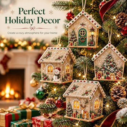 3D Christmas Wooden House Pearl Diamond Painting Kits for Adults, Beginners - Image 3