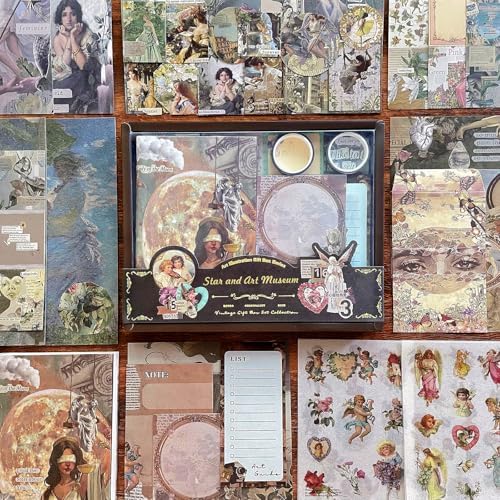 BoomTeck Vintage Aesthetic Scrapbooking Supplies, Bullet Junk Journal Kits with Scrapbook Paper, Washi Stickers, A6 Grid Notebook - DIY Craft Journaling Gift for Teen Girl Adult (Art Guide) - Image 2