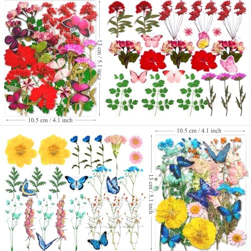 MIKIYA 103Pcs Dried Pressed Flowers with Butterfly Stickers for Resin Molds, Real Natural Bulk Dry Floral Leave for DIY Art Crafts, Epoxy Jewelry, Candle, Soap Making, Nails Decors - Image 4