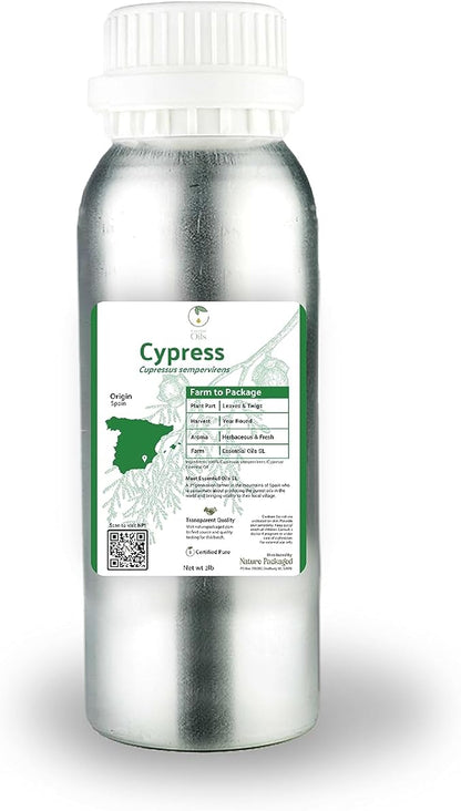 Nature Packaged Cypress Essential Oil - Direct from Essential Oils SL in Mediterranean Spain - Aceite de Ciprés for Diffuser, 100% Pure Therapeutic Grade - Aromatheraphy, Skincare (2lbs)