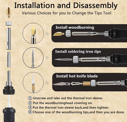 Wood Burning Kit,Wood Burning Tool with Adjustable Temperature 200~450°C, Professional Wood Burning Pen for Embossing Carving DIY Adults Crafts Beginners - Image 3