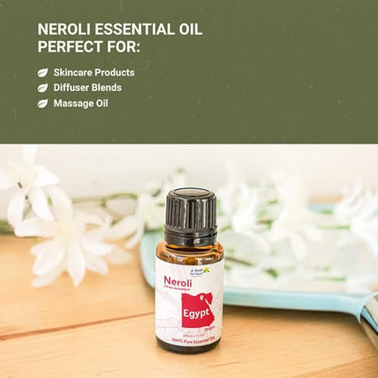 Nature Packaged Neroli Essential Oil - Direct from Al Sheikh for Export Egypt - Steam Distilled - Aceite de Neroli for Aromatherapy, Massage, Diffuser, DIY Candle and Soap Making - 2lbs