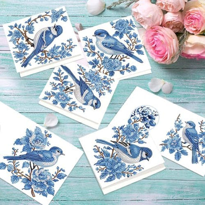 C'eitura 12Pcs Butterfly & Bluebird Diamond Art Painting Greeting Card Kit with Envelopes, DIY Nature Theme Christmas Birthday Thanksgiving Card Making Set, Garden Inspired Handmade Card Craft - Image 3
